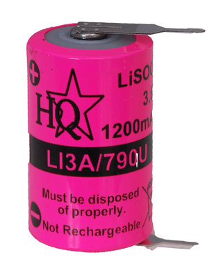 Lithium thionyl chloridebatterij 3.6 V 1200 mAh